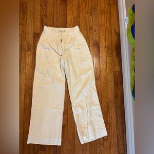 Abercrombie & Fitch Beige Pleated Trousers Sloane Pant - Heavy Linen